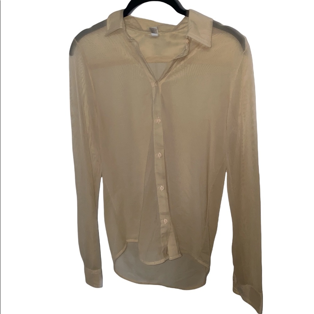 American apparel mesh button down top